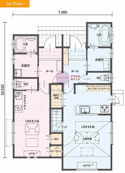 2000万円桧家住宅間取り1階