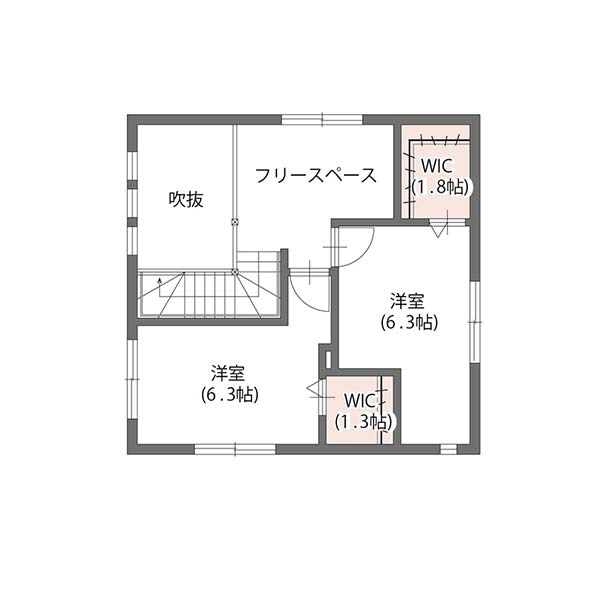 ローコスト住宅吹き抜けアエラホーム間取り2階