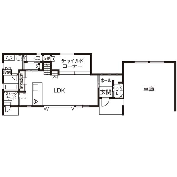 ローコスト住宅スキップフロアクラフトホーム間取り1階