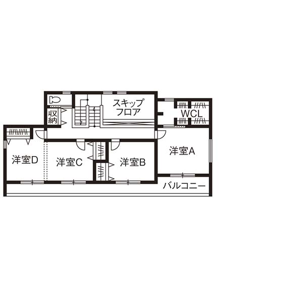 ローコスト住宅スキップフロアクラフトホーム間取り2階