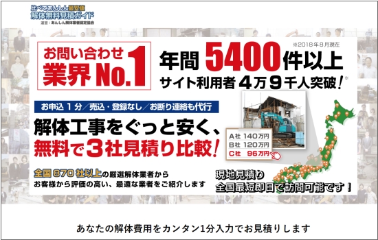 解体無料見積ガイドの信頼性は？口コミ評判まとめ