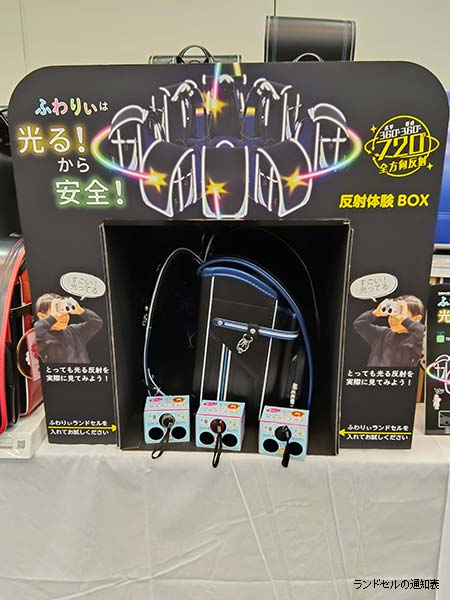 ふわりぃの反射体験BOX｜展示会で光るランドセルの反射性能を体験