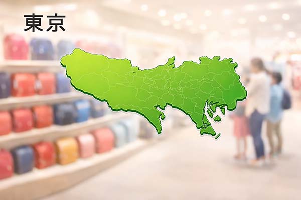 東京都のランドセル展示会イメージと東京の地図